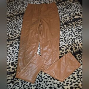 Brown Faux Leather Pants